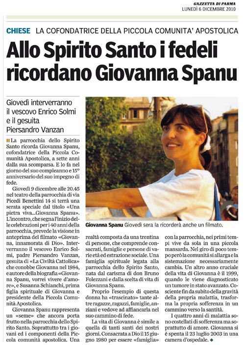 Gazzetta di Parma 6 Dicembre 2010
