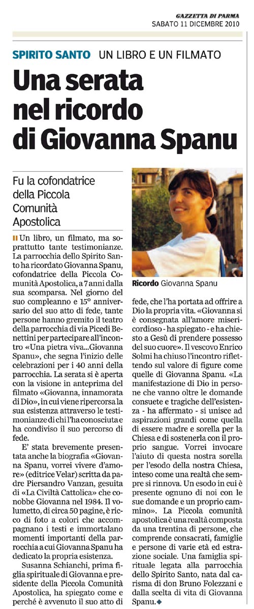 Gazzetta di Parma 11 Dicembre 2010